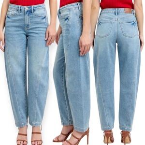 Judy Blue High Waist Side Panel Baby Barrel Leg Denim Jeans 88959 Size 13 31